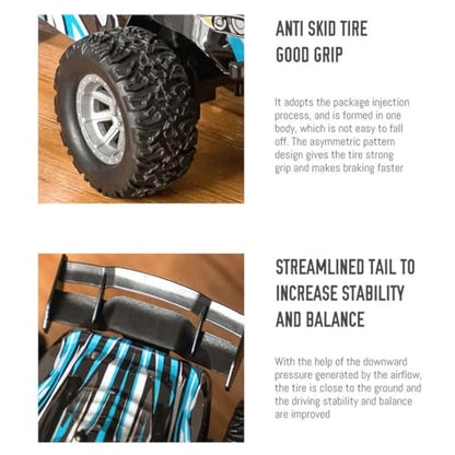 Mini RC Car for Adults, 4WD Off Road Remote Control Truck High Speed 20KMH Rechargeable Battery RTR Gift for Teen Birthday Christmas - color: Blue