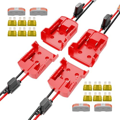 Power Wheel Adapter for Milwaukee M18 18V Battery, Power Wheels Adapters Converter Kit with Fuses & Wire Terminals, 12AWG Wire, Power Connector for DIY Rc Car Toys, Toys Robotics and Rc Truck (4 Pack) - size: 4 Pack