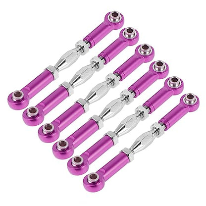 6pcs Rc Car Rod Linkage Kit Aluminum Turnbuckle Rods Easy Install for Scale Rc Buggy Truck Accessories - color: Purple