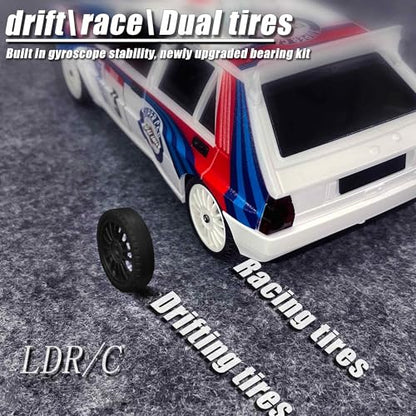 LDRC 2803PRO 1/28 Mini RC Drift Car GTR 2.4GHz 4WD RTR with Gyro and 4PCS Drift Tires Racing Radio Control Cars (White) - color: 2803-white