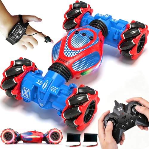 Remote Control Car - RC Drift Car Gesture Sensing Toy Boy Age 6-8-12 Gifts | Gesture Sensing RC Stunt Car for Kids Toys 6 7 8 9 10 11 12 Year Old Boy Birthday Christmas Presents with Lights Music - color: Red