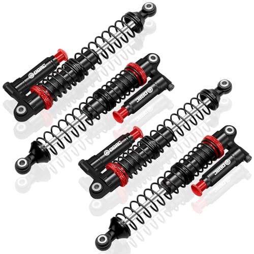 OGRC 100mm Piggyback RC Shock Absorber Oil Shocks for SCX10 TRX4 Upgrades | Aluminum, Double-cylinder, Long Travel, Adjustable Rebound, for 1/10 RC Crawler Car, Black - color: Black