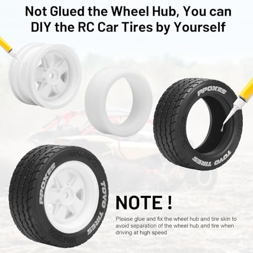 1/14 RC Car Tires and Wheels, daitoku 12mm Hex RC On-Road Drift Tires for Tamiya M08/05/06 MF-01X - Style A (White) - style: Style A