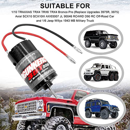 OGRC Motor 550 21T Brushed Motor 1/10 RC Crawler Motor for TRX4 SCX10 | 3-Slot 12900 Max RPM RC Car Motor for 1/10 TRAXXAS Redcat Axial RC4WD D90 and 1/6 Jeep Willys 1941 MB Military Truck - size: 35T