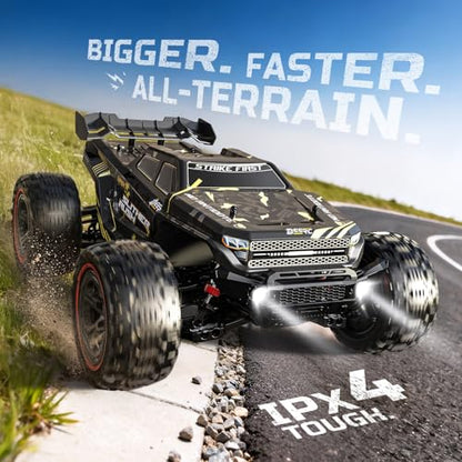 DEERC 1:10 Fast Brushless RC Car for Adults, 60+ KMH, 2 x 3S Batteries | High Speed 4WD Off-Road Remote Control Truck with & Extra Swing Arms, Hobby Grade Racing Car, RC Crawler Gift, 209E