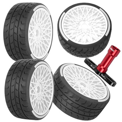 RC (4PCS) Wheels and Tires for 1/8 Typhon 6s BLX,1/7 Infraction 6S BLX/Limitless,RC Highway Truck Tires,Plastic Wheel with Foam Inserts,White - color: White- (Wheel Tires)
