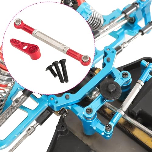 harayaa RC Car Steering Rod Adjustable Pull Rod Linkages Servo Linkage Rod Metal Front Rear Aluminum Alloy Upgrade Part for 1/10 RC Truck Accessories Suitable, Red - color: Red