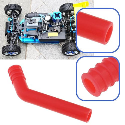 SING F LTD 3PCS RC Exhaust Pipe Extension Tube Compatible with HSP 1/8 1/10 Nitro RC Car Engine Exhaust Pipe Silicone Extender Red