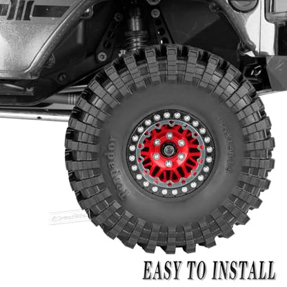 RC 1.9" Beadlock Wheels 1.9 Beadlock Rims for 1/10 SCX10 90046 AX103007 TRX4 TRX6 Gen7 8 D90 VS4-10 MST CFX RC Crawler,Alloy Aluminium 1.9 rc Wheels 1.9 rc Rims w/Wheels Ring,Red - color: Red(4pcs)