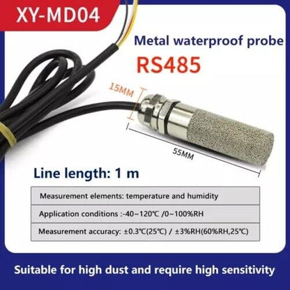 1PC DC5-28V Temperature & Humidity Sensor Waterproof Probe RS485 For MODBUS RTU (Metal probe) - style: Metal probe