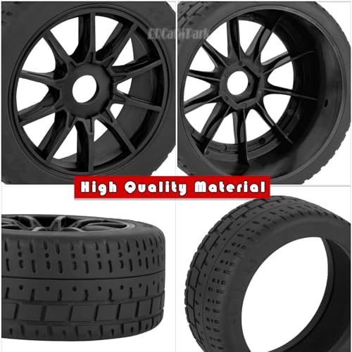 RC Highway Tires Wheel for 1/8 Typhon 6s BLX,1/7 Infraction 6S BLX/Limitless,RC Drift Off Road Buggy Rally Truck Wheels and Tires,4PCS RC High Speed Wheel Highway Rubber Tires,Black - color: Black - (4pcs High Speed Wheel)