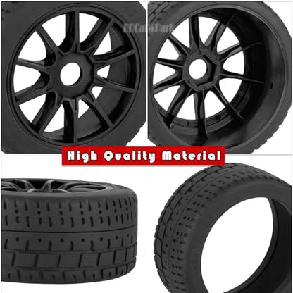 RC Highway Tires Wheel for 1/8 Typhon 6s BLX,1/7 Infraction 6S BLX/Limitless,RC Drift Off Road Buggy Rally Truck Wheels and Tires,4PCS RC High Speed Wheel Highway Rubber Tires,Black - color: Black - (4pcs High Speed Wheel)