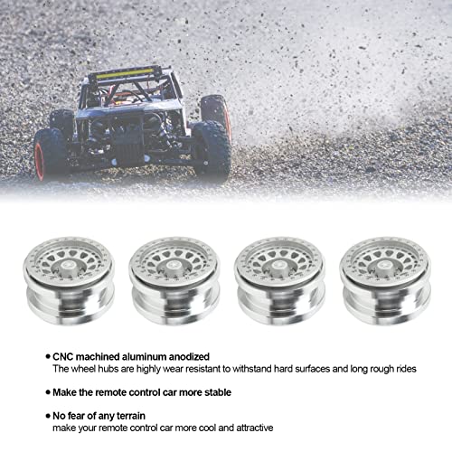 VBESTLIFE 4 PCS 2.9 Inch Wheels 12 Hole Alloy Wheels, 1/6 RC Car Wheels for AXAIL SCX6 1/6 RC Car - color: Silver