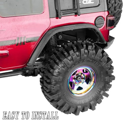 4PCS RC 1.9 in Wheel Tires for 1/10 TRX4 TRX6 SCX10 SCX10 II 90046 SCX10 III AXI03007 Gen7/8 D90 VS4-10 RC Crawler Car,BRCatWPark Alloy 1.9 Beadlock Wheel and Rubber Tires w/Sponge,Colour - color: Colour - (Tires)