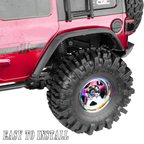 4PCS RC 1.9 in Wheel Tires for 1/10 TRX4 TRX6 SCX10 SCX10 II 90046 SCX10 III AXI03007 Gen7/8 D90 VS4-10 RC Crawler Car,BRCatWPark Alloy 1.9 Beadlock Wheel and Rubber Tires w/Sponge,Colour - color: Colour - (Tires)