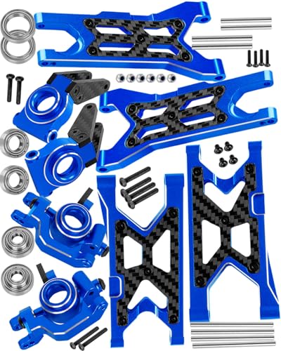 RC Carbon Fibre Front Rear Suspension Arms Rear Hubs Front Steering Block Knuckles & C-Hubs Caster Blocks Upgrades Parts for 1/10 Senton/Granite/Vorteks3S Blx & Mega 550 RC Car.Navy Blue - color: Navy Blue(for 1/10)