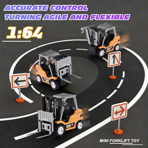 1/64 Scale Mini Desktop Drift RC Car,RC Forklift,RC Construction Vehicle 2.4Ghz with Gyro Micro Drift Racing Remote Contrl Cars Model Toys Hobby Gift for Adults and Kid Children's (Yellow-1) - color: Yellow-1