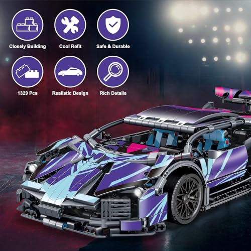 WINGIFT 934 Piece Sports Car Building Blocks Toys Boys or Adults Kits, 1:14 Race Car Model Building Set, Adult Collectible Model Cars Set to Build, STEM Super Cars Sets for Boys Girls Age 6-12, 8-14 - style: 1329 Pieces