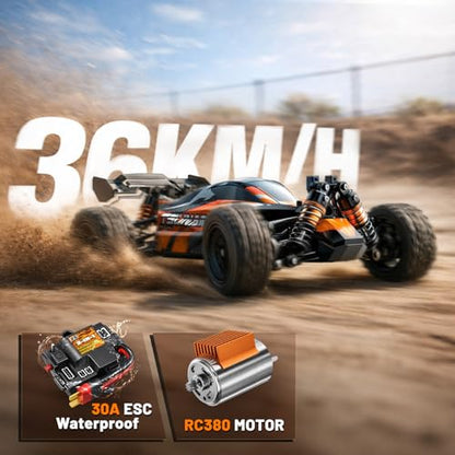 RC Cars 1:18 High-Speed RC Off-Road Truck for Adults & Boys,36KM/H RC Car with Metal Drivetrain, Dual Rechargeable Batteries, Splash-Proof Electronics, Portable Remote Control Car for Outdoor Fun Gift