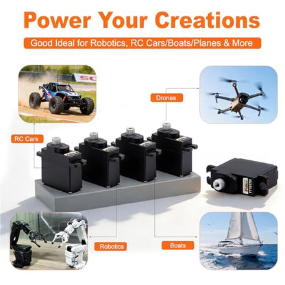 7.4V 10.5KG Metal Gear Digital Mini Servo Motor, High Torque 180 Degree RC Servo for TRX4M, SCX24, 1/10 Scale Cars, Robotics, Boats & Planes, Upgraded Metal Gear System (7.4V 5.5KG-180°) - size: 7.4V 5.5KG-180°