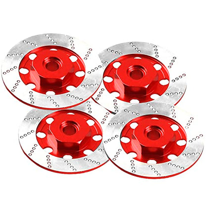 4Pack Vgoohobby Metal 12mm RC Car Hex Hub 12mm Brake Disc Wheel Hubs Adapter Spacer Compatible with Traxxas Tamiya Redcat HSP HPI 1/10 On-Road Car (Red) - color: Red