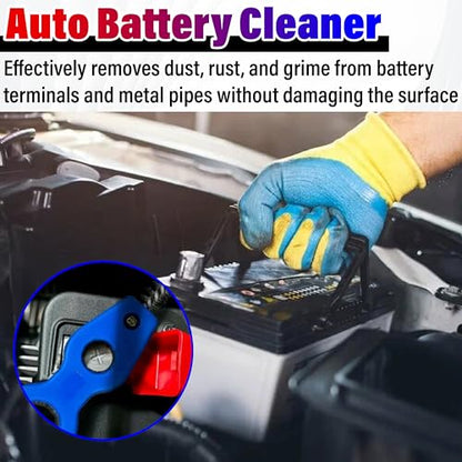 Car Battery Terminal Cleaning Brush, 4 in 1 Auto Battery Cleaner (Blue) | Anti-Rust Battery Terminals Machine Parts Cleaning Tool with Steel Wire for Plumbing Installation Soldering Brazing - color: Blue