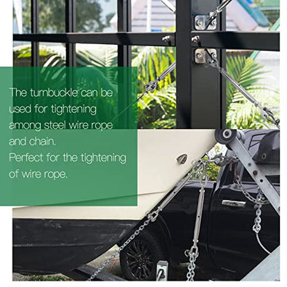 5PCS M5 Jaw and Jaw Turnbuckle, Stainless Steel Turnbuckle Heavy Duty Turn Buckle, 3050lbs Working Load Limit, Durable for Wire Rope Cable - style: Jaw & Jaw-M-5