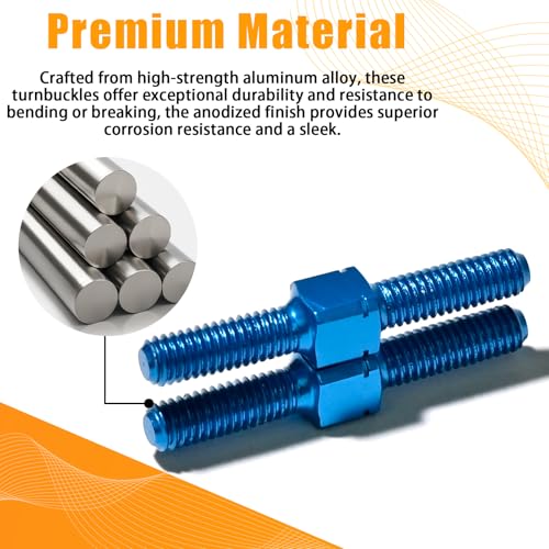 2PCS 3x23mm Aluminum Alloy Turnbuckle Shaft with M3 Thread, Push Rod Tie Rod Linkage Replacement for #54248, Compatible with 1/10 Tamiya RC Crawlers Trucks On/Off-Road Buggy Upgrade (Blue) - style: 2pcs-23mm #54248