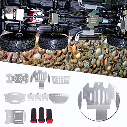 Stainless Steel RC Chassis Protector Plate Heavy Duty Underbody Guard Skid Plate for TRX6 G63 6X6 1 10 Scale Model Car Accessories Silver 8 Piece Set