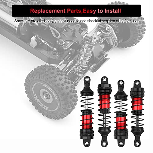 4PCS RC Oiled Shocks Absorber Set Fit for 1/12 1/14 1/16 RC Cars WLtoys 144001/124019/124018 MJX, SCY and HBX RC Buggy Off-Road Racing Upgraded Parts (Black Red) - color: Black red