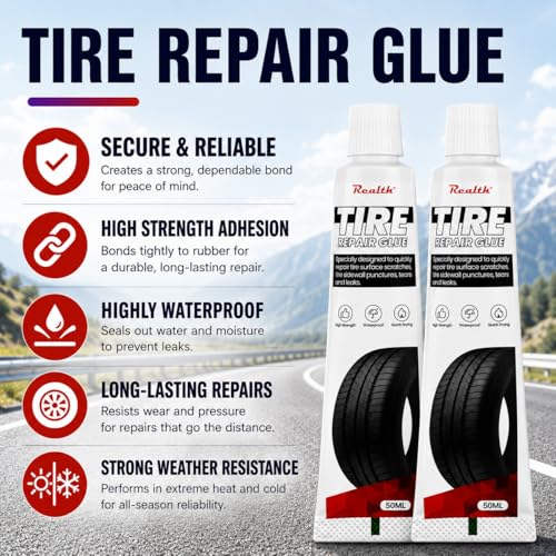 Tire Repair Glue 100ml, Tire Repair Kit, Tire Repair Rubber Nail 20 Pcs | Fast Self-Service Screw in Tire Plugs Kit, Tire Repair Screws Kit for Car, Motorcycle, Bike, Truck, Tractor, Garage - style: Glue(100ml)+Plugs(20Pcs)