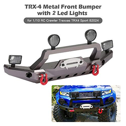 GoolRC TRX-4 Metal Front Bumper with 2 Led Lights for 1/10 RC Crawler Traxxas TRX4 Sport 82024 (Titanium)