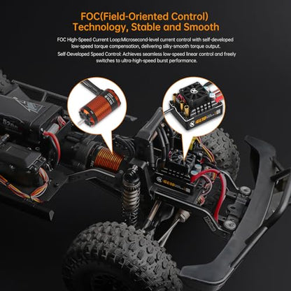XC GL550&GL10 APP Controls Sensored Brushless Motor and FOC ESC Combo,80A Current,2-3S Lipo,6.0/7.4V BEC,IP67 Water Proof,3300KV FOC Motor,Applicable to:1/10 1/8 Crawler Off Road