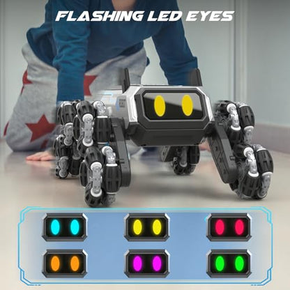 SIMREX Robot Dog RC Stunt Car Toys - Gesture Sensing Remote Control car with Mecanum Wheels, LED Eyes, 3 Sound Effects, Birthday Gift for Kids Boys Girls - style: Stunt Car