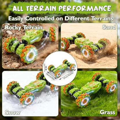 Gesture Sensing RC Stunt Car - Birthday for Boys, 6 7 8-12 13 14+ Year Old, 360 Rotating 4WD Twist Toys, Hand Controlled & Remote Control, with Light & Music