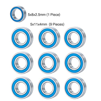 10Pcs Sealed Bearing for Tamiya Lunchbox Grasshopper Hornet Unimog | Wheel Hubs Axle Steel Bearings Kit RC Car Upgrade Parts