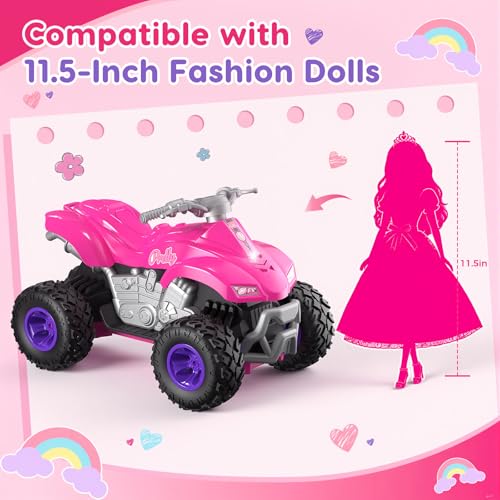 RC Cars for Girls, 2.4GHz Remote Control Car, Off-Road Vehicle, Toy Car for 11.5 Fashion Dolls, Birthday Gift for Kids Ages 3+ (ATV Style)