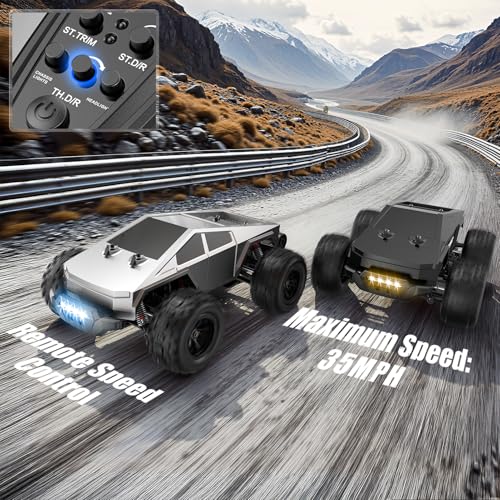 1/16 Brushless Fast RC Cars for Adult, 35Mph High Speed Remote Control Car, Cyber RC Truck, 4x4 Monster Truck Toy, 2.4GHz Remote, All Terrain Off-Road Vehicle, Colorful LED Light, Kids Gift
