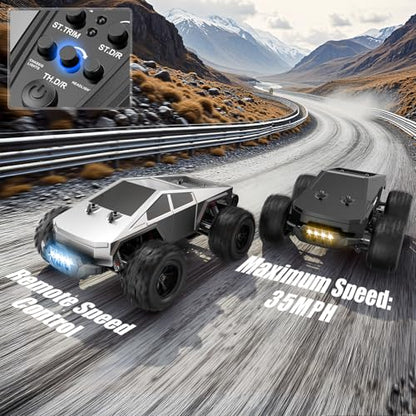 1/16 Brushless Fast RC Cars for Adult, 35Mph High Speed Remote Control Car, Cyber RC Truck, 4x4 Monster Truck Toy, 2.4GHz Remote, All Terrain Off-Road Vehicle, Colorful LED Light, Kids Gift