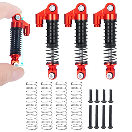 RC Shock Absorber 56mm Dampers, Red | Aluminum Alloy, Ajustable Shocks, For TRX4M Upgrades 1/18 Scale, RC Crawler Car, Accessories - color: Red