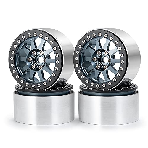 Benedict Harry 4Pcs Alloy 2.2" Beadlock Wheel Rims for 1:10 RC Rock Crawler Axial SCX10 RR10 Wraith 90048 90018 TRX4 12mm Hex (Titanium) - color: Titanium