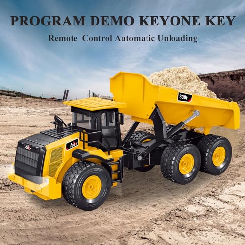 RC Dump Truck, Remote Control Dump Truck 11 Channel with Lights/Sounds/2 Batteries for Adults, RC Construction Vehicles Toys for Boys Kids, 1:16 Scale RC Dump Truck Toys - style: RC Dump Truck