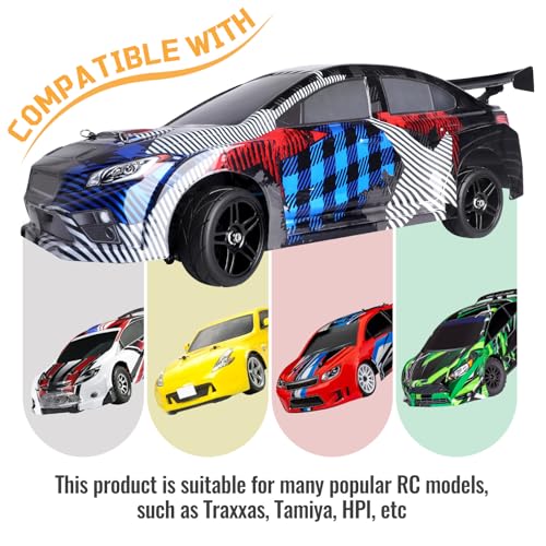 Pre-Glued 12mm Hex 1/10 RC Touring Car Wheels & Tires for Traxxas 4-Tec 2.0 Tamiya TT02 TT01 1/14 Wltoys 144001 1/18 Latrax Teton SST Kyosho Fazer MK2 HPI, 4pcs