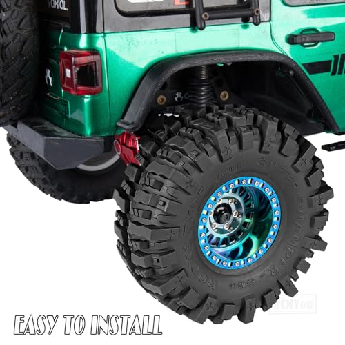 Rc 1.9 Inch Wheel Rims & Tires Wheels for 1/10 RC Crawler Car SCX10 SCX10 II SCX10 III 90046 TRX6 TRX4 D90 VS4-10 Gen8 MST CFX,Aluminum RC 1.9 Beadlock Tires Wheel,Titanium - color: Titanium (1.9 Tires Wheels)