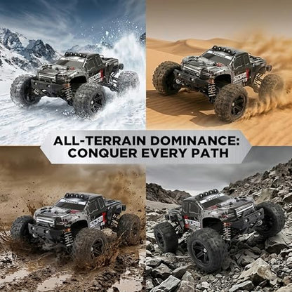 V3 1/14 Fast RC Cars for Adults, 4x4 Offroad Waterproof Monster Truck | 40+ mph High Speed Remote Control Drift Buggy Car , Electric Powered All Terrain Truggy with 2S Battery for Snow Sand - color: Black Gray