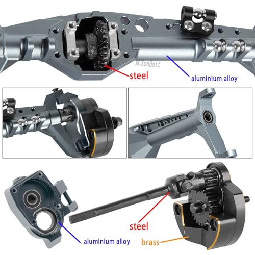 RC Upgrades Part Portal Axles for 1/10 DIY SCX10 SCX10 II,Capra 1.9 UTB 4X4 4WD,RCYouHott 1/10 Capra 1.9 UTB & SCX10 RC Crawler Car Aluminum Front Rear Axle,Titanium - color: Titanium-(upgrades Part）