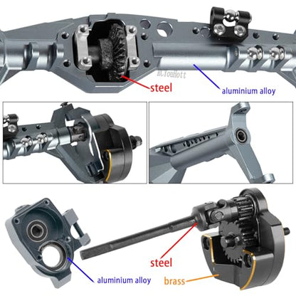RC Upgrades Part Portal Axles for 1/10 DIY SCX10 SCX10 II,Capra 1.9 UTB 4X4 4WD,RCYouHott 1/10 Capra 1.9 UTB & SCX10 RC Crawler Car Aluminum Front Rear Axle,Titanium - color: Titanium-(upgrades Part）