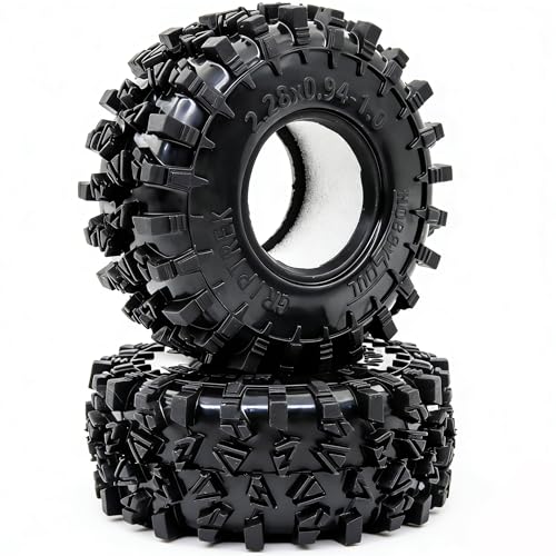HOBBYSOUL 58mm Griptrek 1.0" Tires 4-Pack For RC Crawler TRX4M SCX24 AX24 | Super soft sticky mud tires with foam inserts,For 1/18 TRX4M & 1/24 AX24 FCX24 Enduro24 micro rock crawlers Upgrades - size: 1.0 tires - 58mm Tall