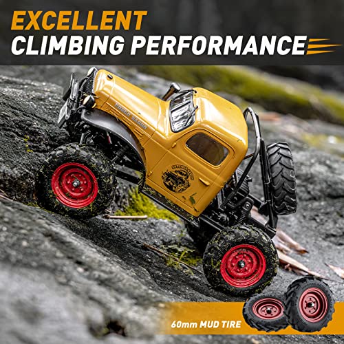 BEEZRC FMS 1/24 RC Crawler FCX24S Power Wagon S RTR, 4WD Off-Road Mini Rock Crawler Remote Control Car, 2.4GHz Hobby Grade Electric RC Truck, Hobby rc Crawlers for Adults (Yellow) - color: Yellow