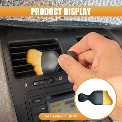 11 in 1 Car Wash Kit, Car Interior Detailing Kit, Auto Cleaning Tool for Window Vent Glass Dashboard, Includes Microfiber Towel, Applicator Pad, Wash Mitt, Vent Shutter Tire Brush (11PCS) - size: 11PCS